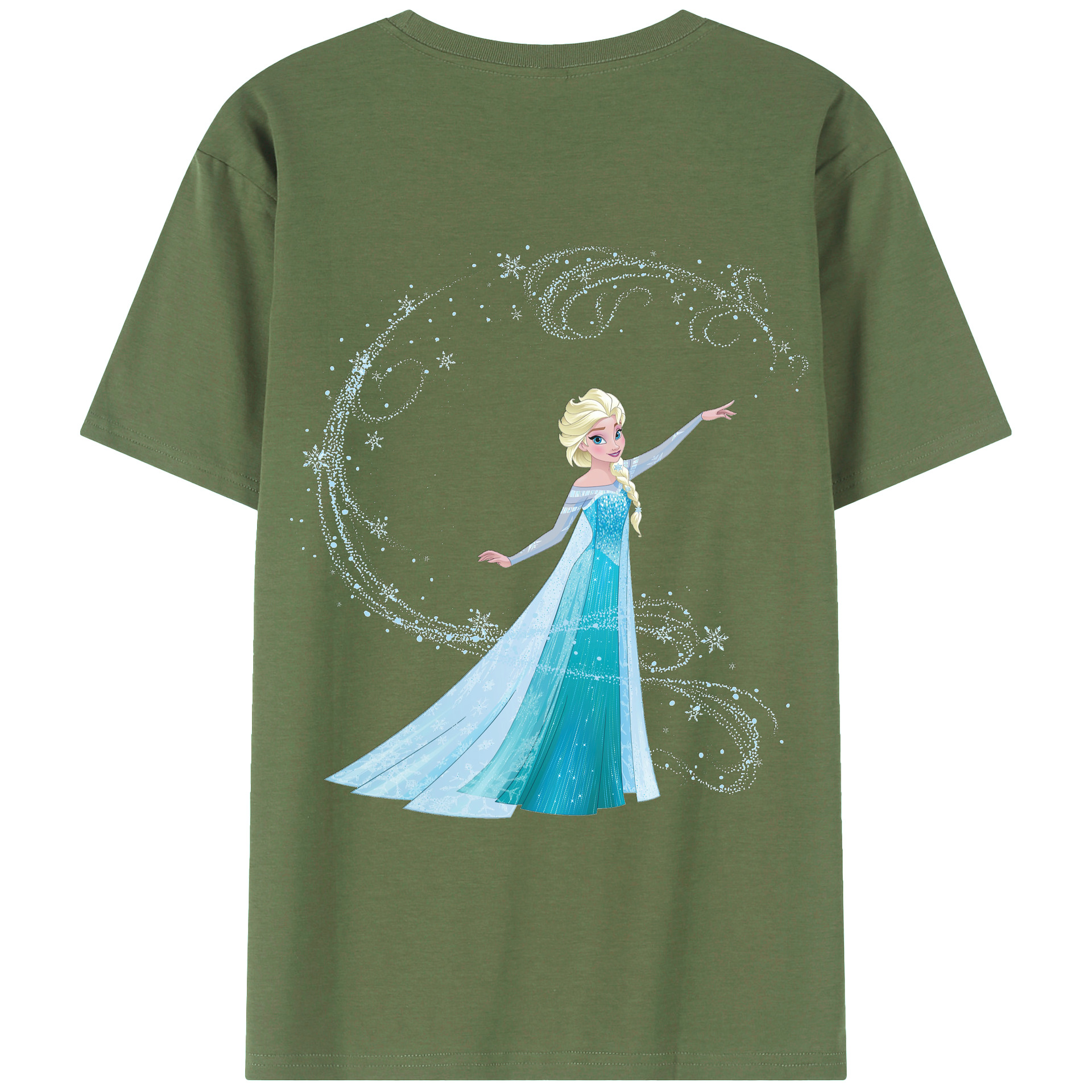 （画像用） アナと雪の女王 アンナ エルサ Frozen Anna Elsa 綿100％ メンズ半袖Tシャツ（バックプリント） 通気性